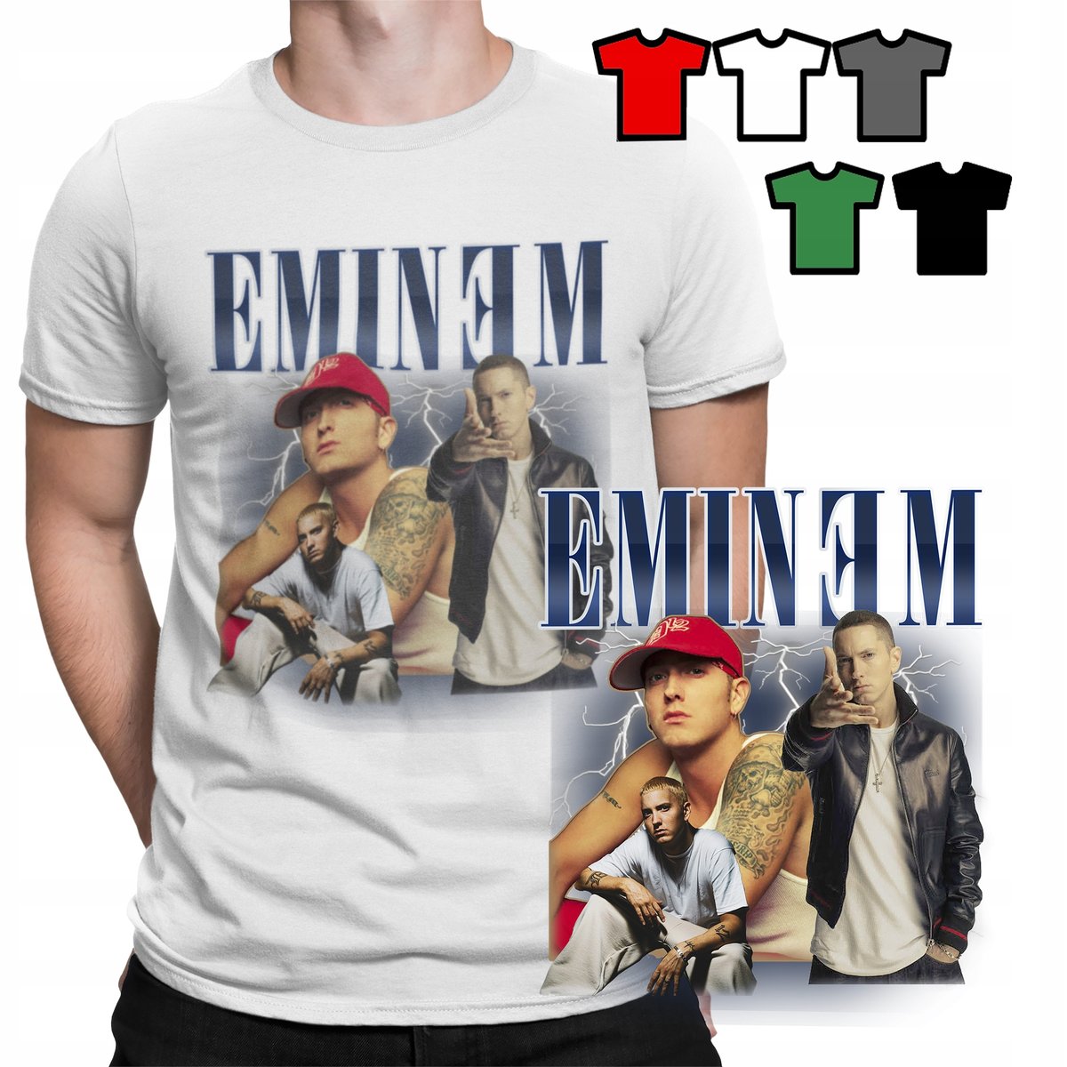 KOSZULKA T-SHIRT MĘSKI WZORY DO WYBORU - EMINEM RAPER HIP HOP - L