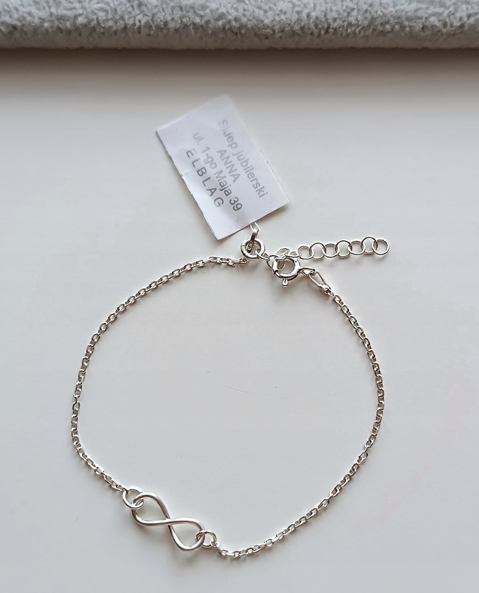 DELIKATNA BRANSOLETKA ZE ZNAKIEM NIESKOŃCZONOŚCI SREBRO 925 REGULACJA