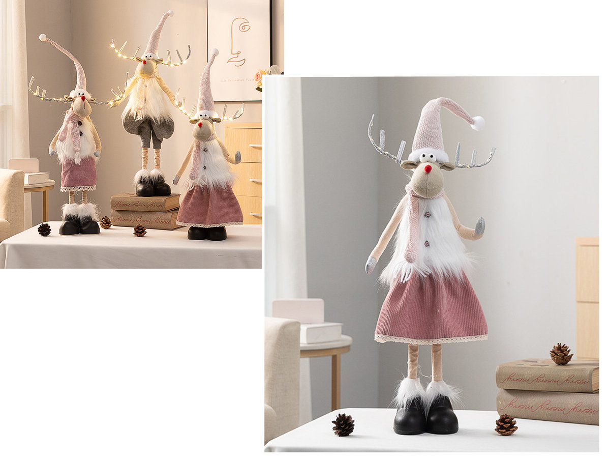 figurka z teleskopowymi nogami PANI RENIFER w sukience 93/70cm XGI-106