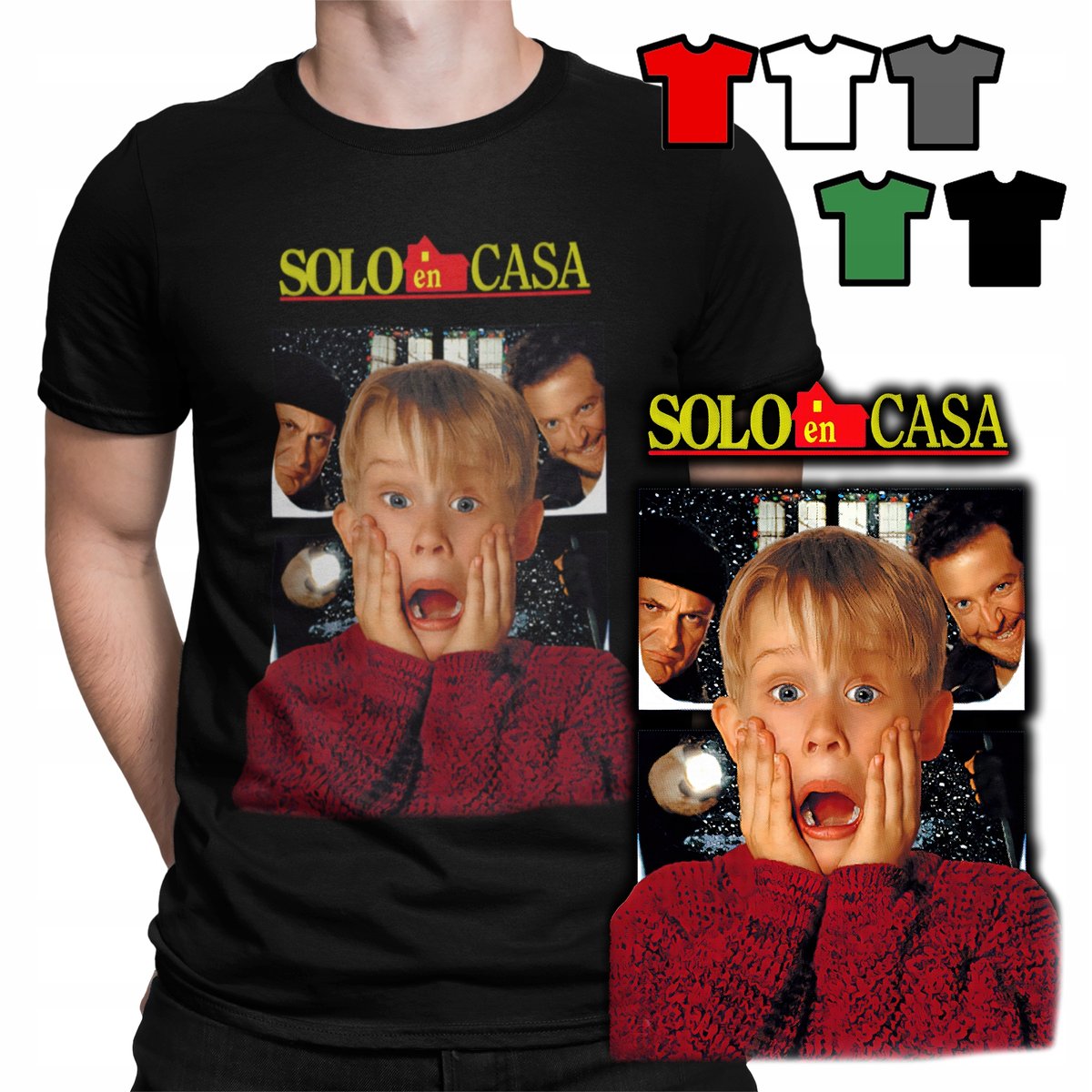 KOSZULKA T-SHIRT MĘSKI WZORY DO WYBORU - KEVIN SAM W DOMU ŚWIĘTA - M