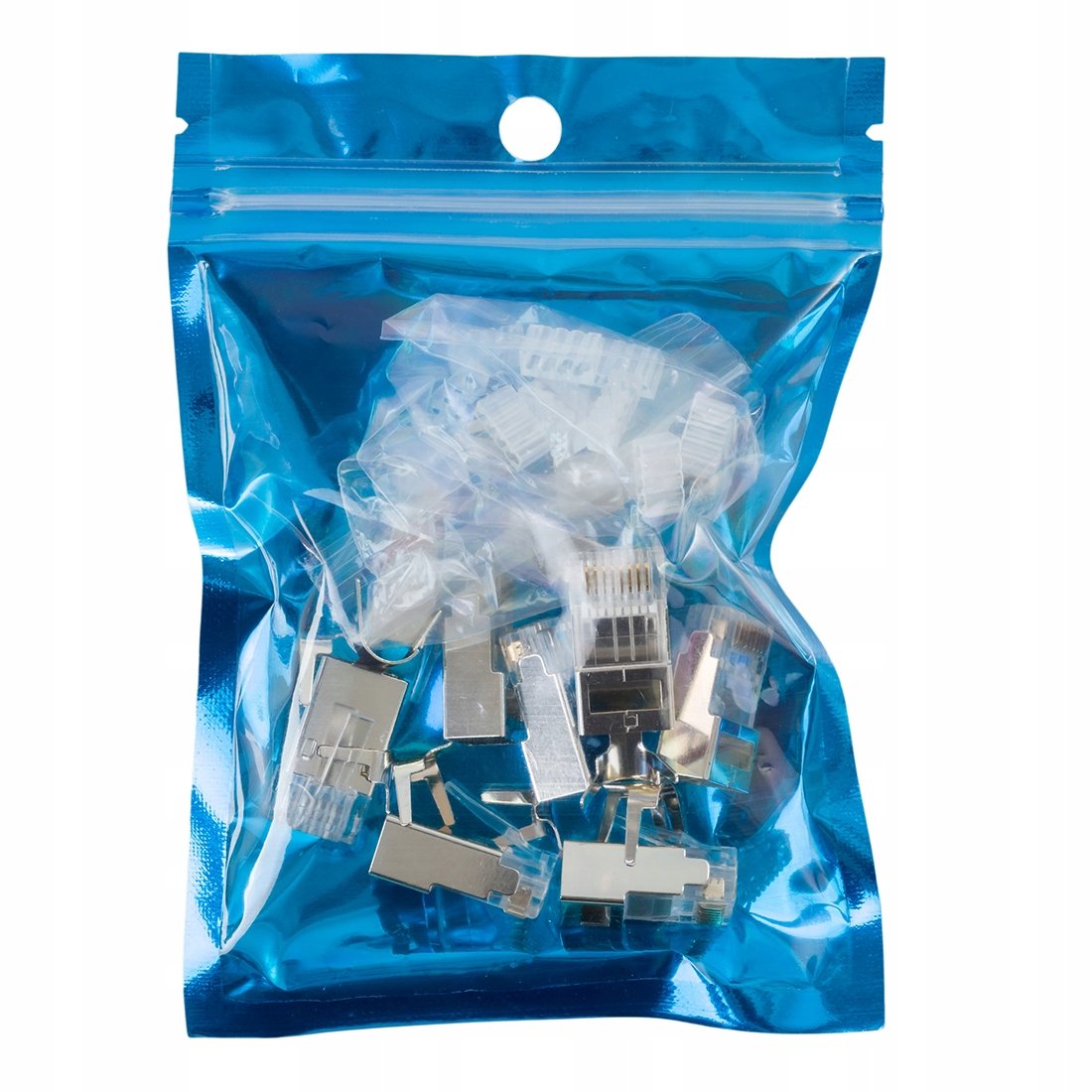 Wtyki RJ45 sieciowe przelotowe S/FTP CAT 7 Pass Through 10 sztuk Bezbarwne