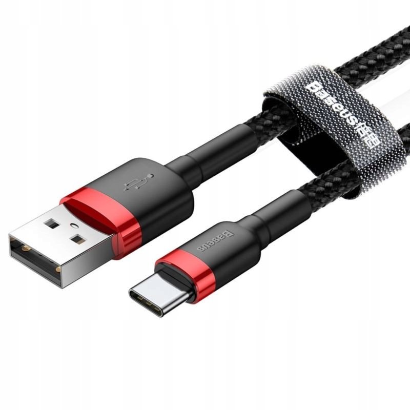 Kabel USB TYP C Baseus Cafule QC3.0 2A 2m SZYBKIE ŁADOWANIE NYLON czarny Przewód do Szybkiego ładowania Telefonu typu USBC typc