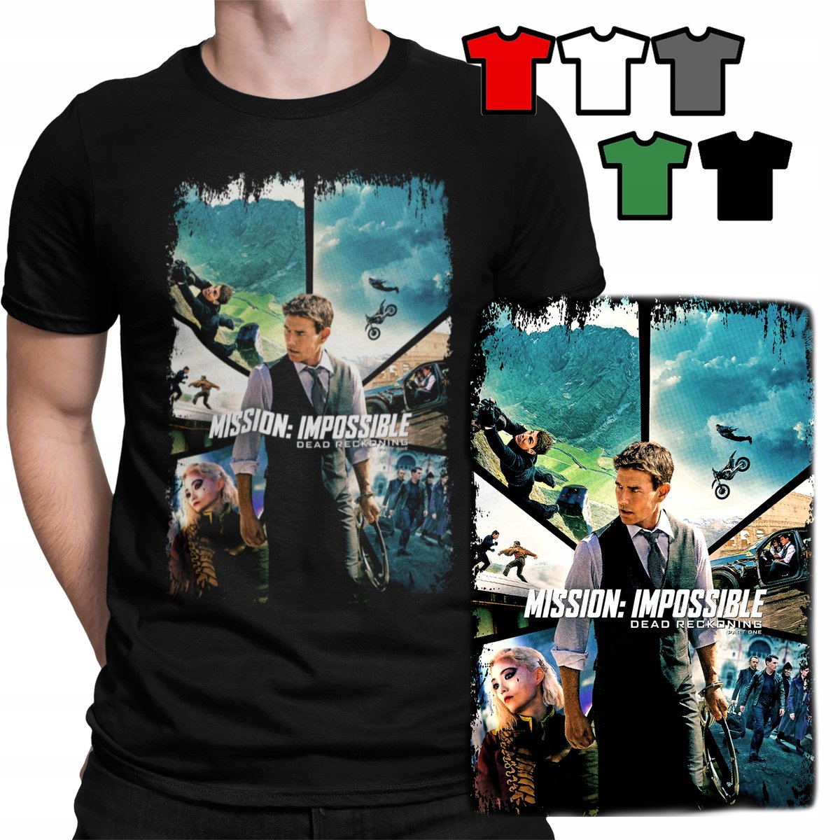 KOSZULKA T-SHIRT MĘSKI WZORY DO WYBORU - MISSION IMPOSIBLE - XXXL 3XL