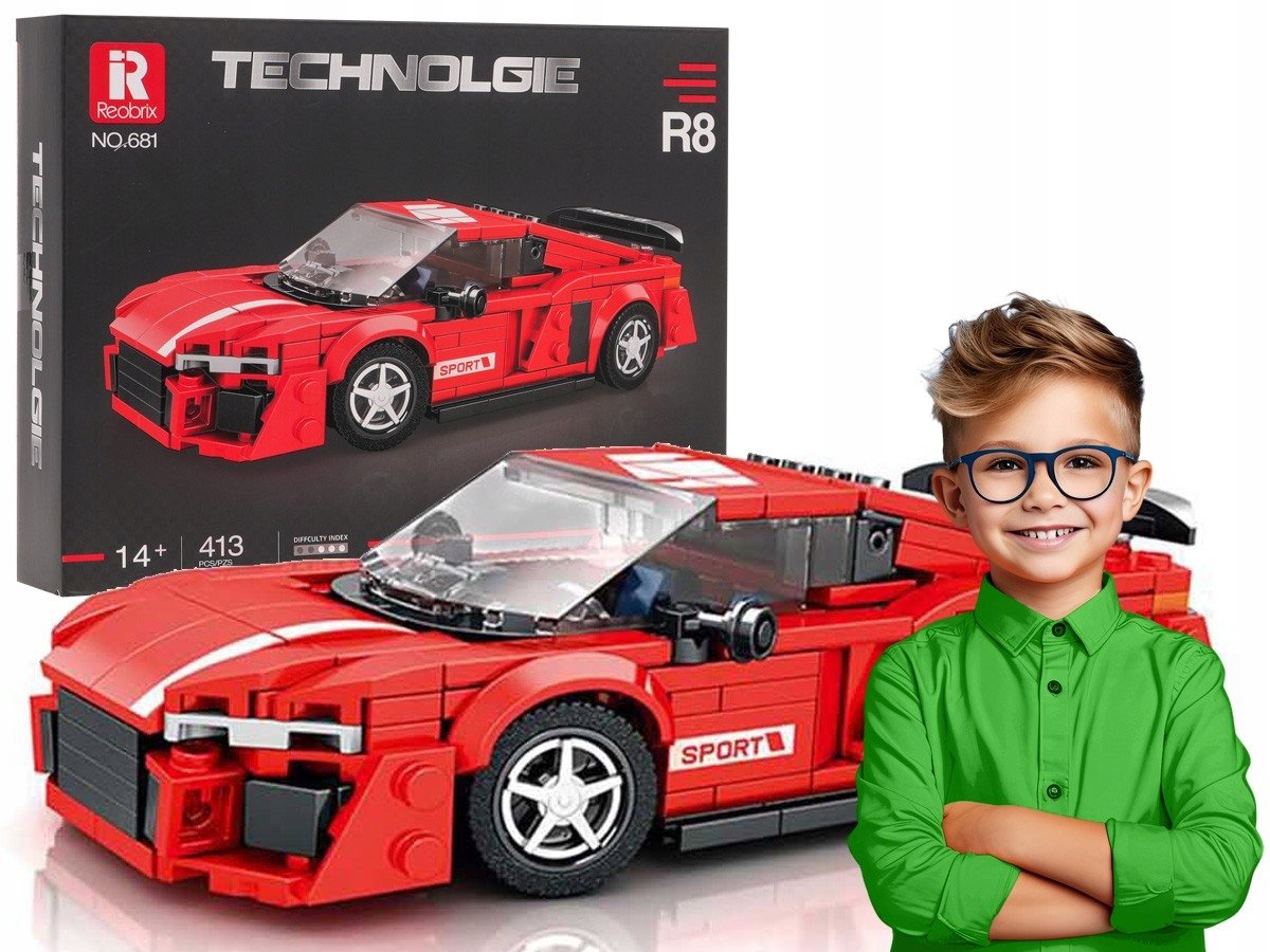 KLOCKI TECHNICZNE DLA DZIECI do składania na prezent 413 elementy