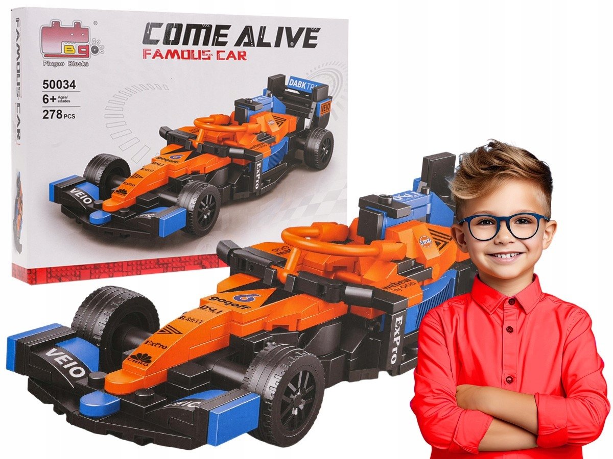 zestaw KLOCKI TECHNICZNE 278 elementów SPORTOWY BOLID dla dzieci
