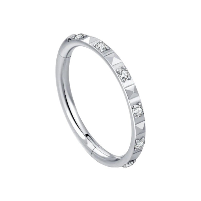 Kolczyk PIERCING Tytanowy Clicker Kółko z Cyrkoniami Helix Conch 1,2/8