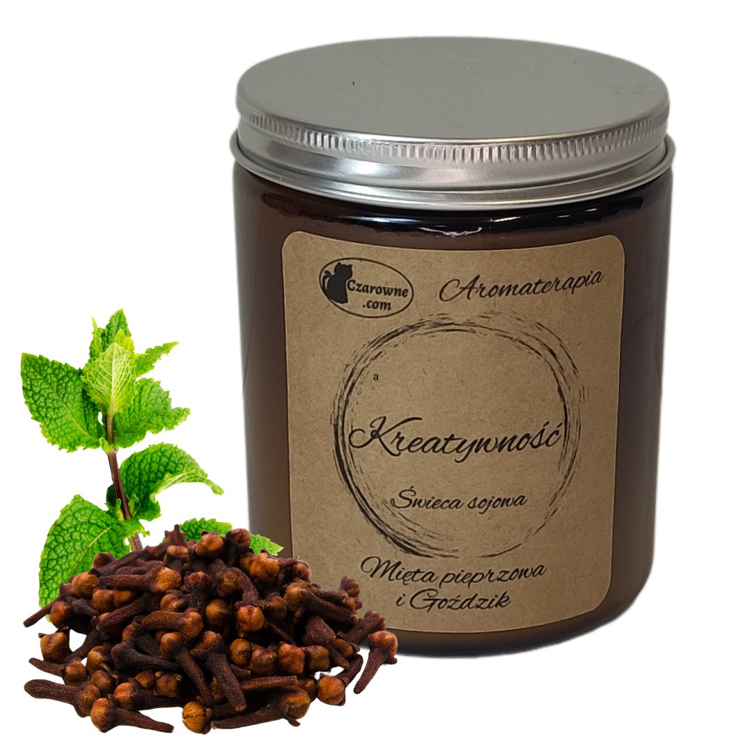 Świeca sojowa zapachowa KREATYWNOŚĆ do aromaterapii- Mięta i goździki