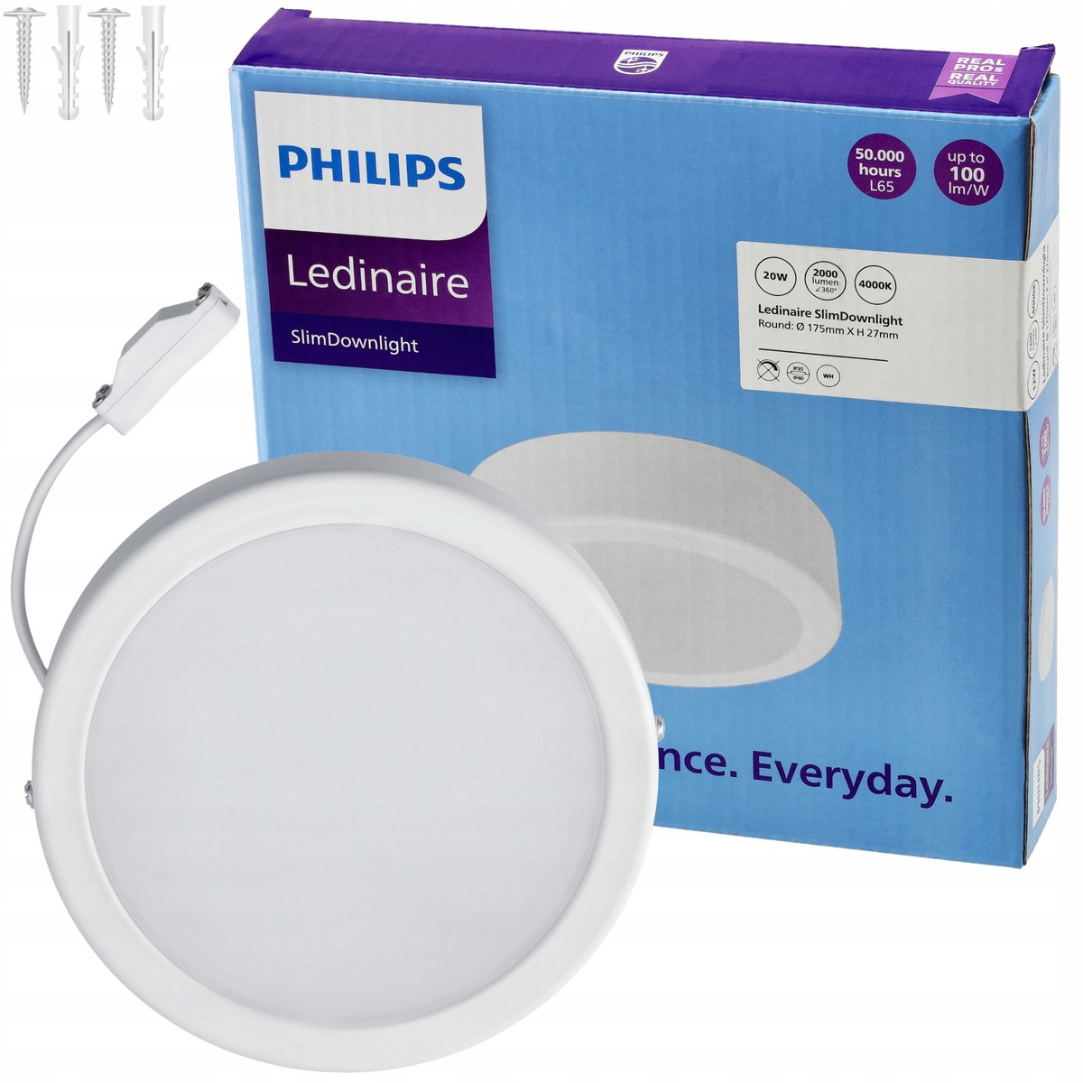Panel Lampa LED Philips Natynkowy Okrągły 19W 2000lm 4000K Do Salonu Pokoju