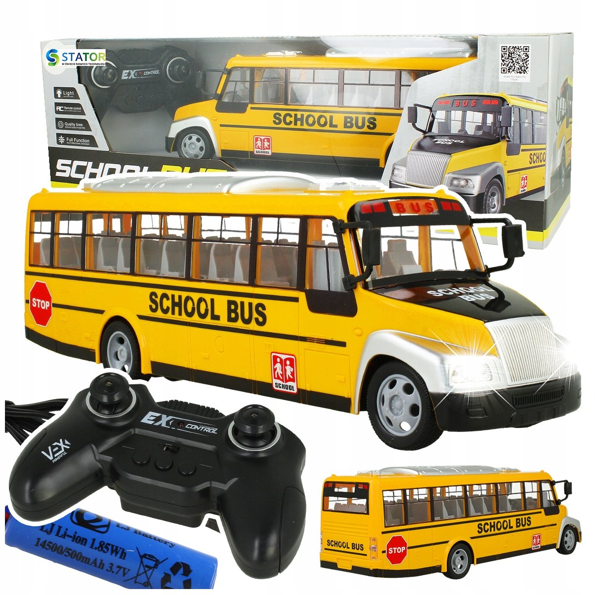 AUTOBUS SZKOLNY ZDALNIE STEROWANY DUŻY SAMOCHÓD DLA DZIECI AUTO Z PILOTEM Z2104
