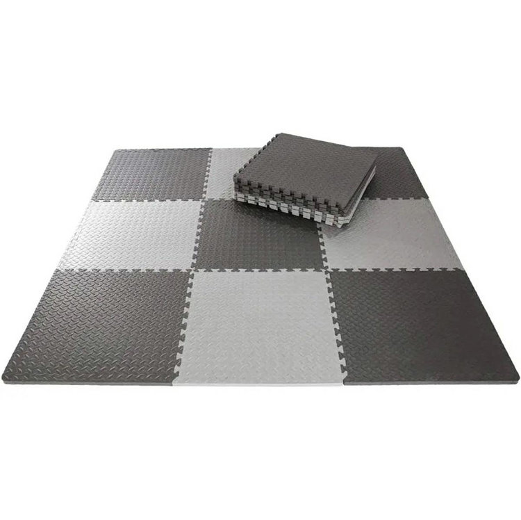 Puzzle piankowe mata pod sprzęt do ćwiczeń 9szt 180cmx180cm szaro-czarne FT57