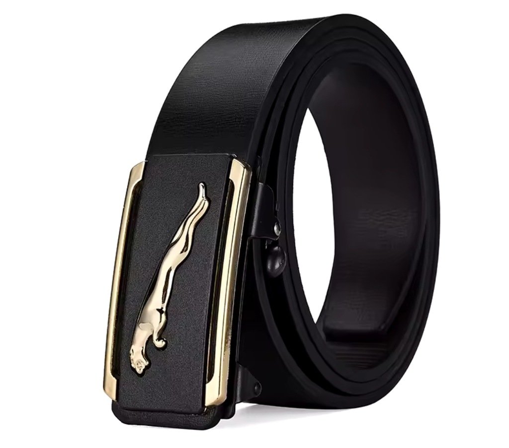 Modny elegancki pasek Jaguar czarny regulowany prezent