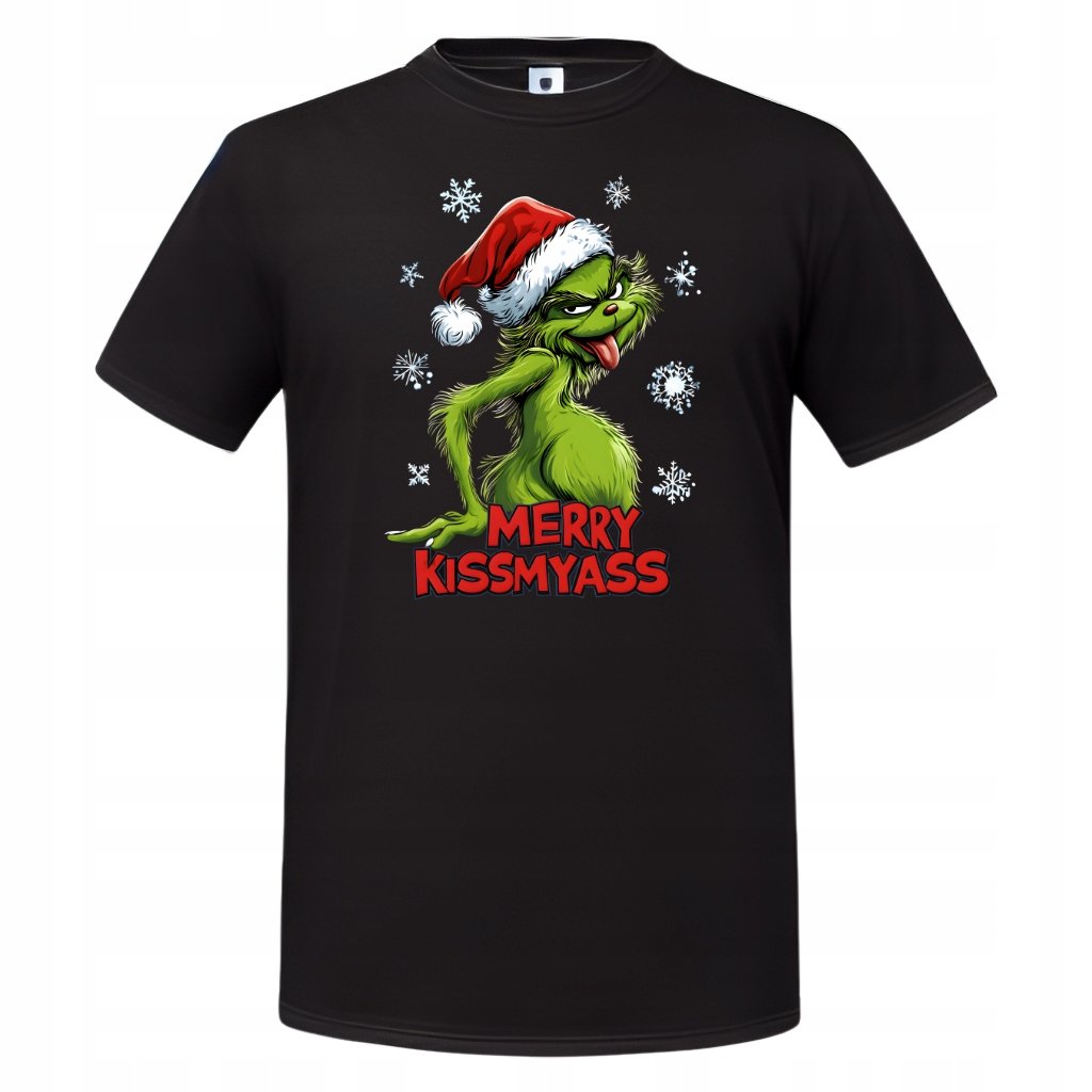 Koszulka męska Świąteczna śmieszna prezent na Święta Grinch MERRY KISSMYASS