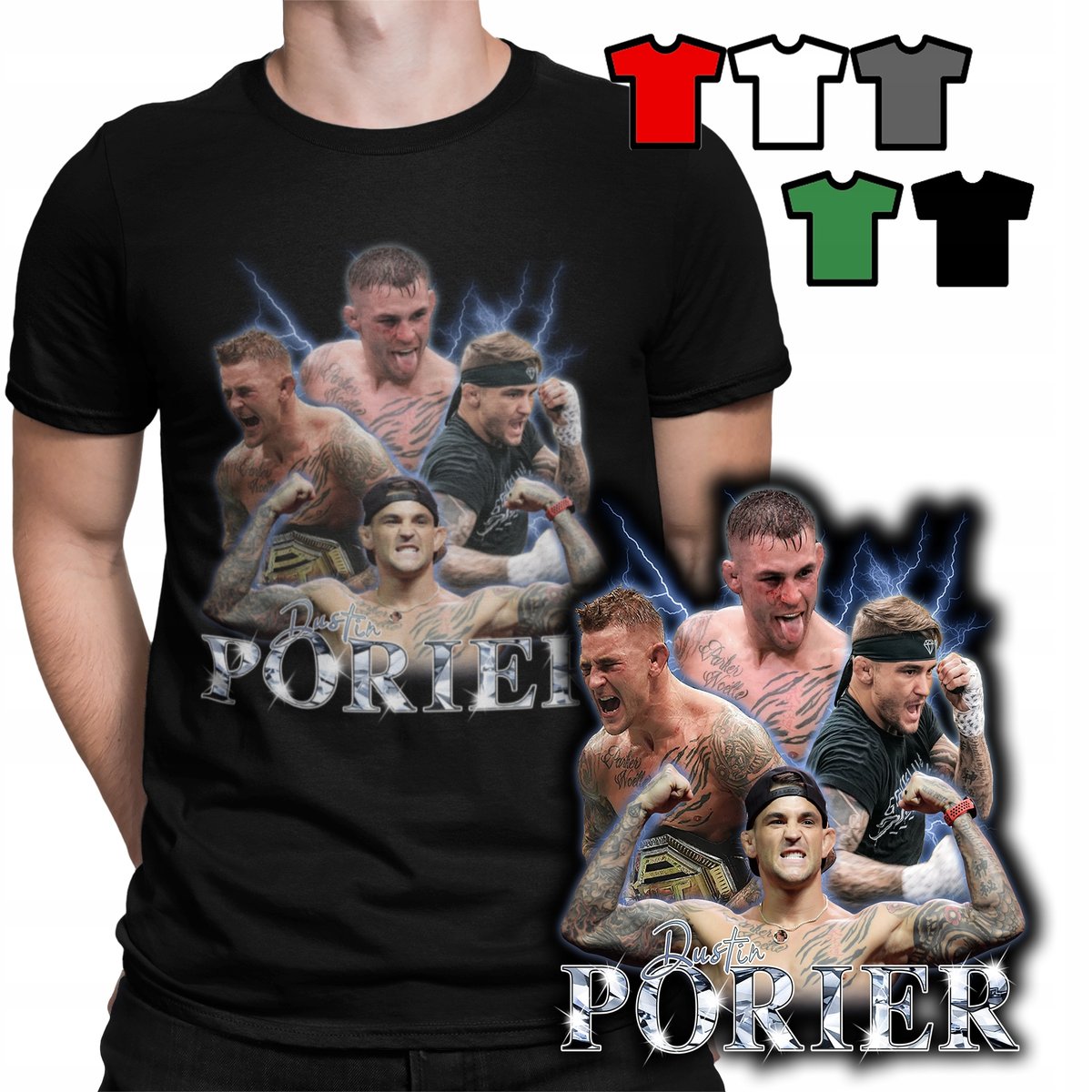 KOSZULKA T-SHIRT MĘSKI WZORY - Dustin Poirier BOKS MMA WALKI KLATKA - L