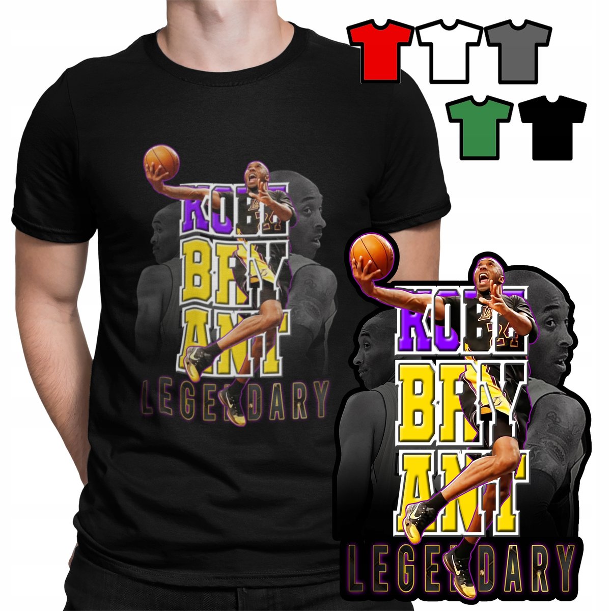 KOSZULKA T-SHIRT MĘSKI WZORY WYBÓR - KOBE BRYANT KOSZYKÓWKA NBA - M