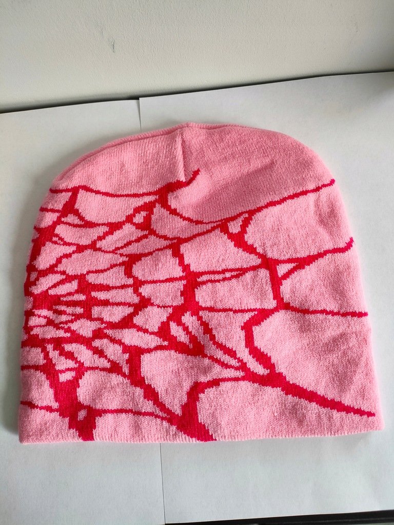 Różowa Czapka pajęczyna spider pająk beanie w stylu Y2K streetwear