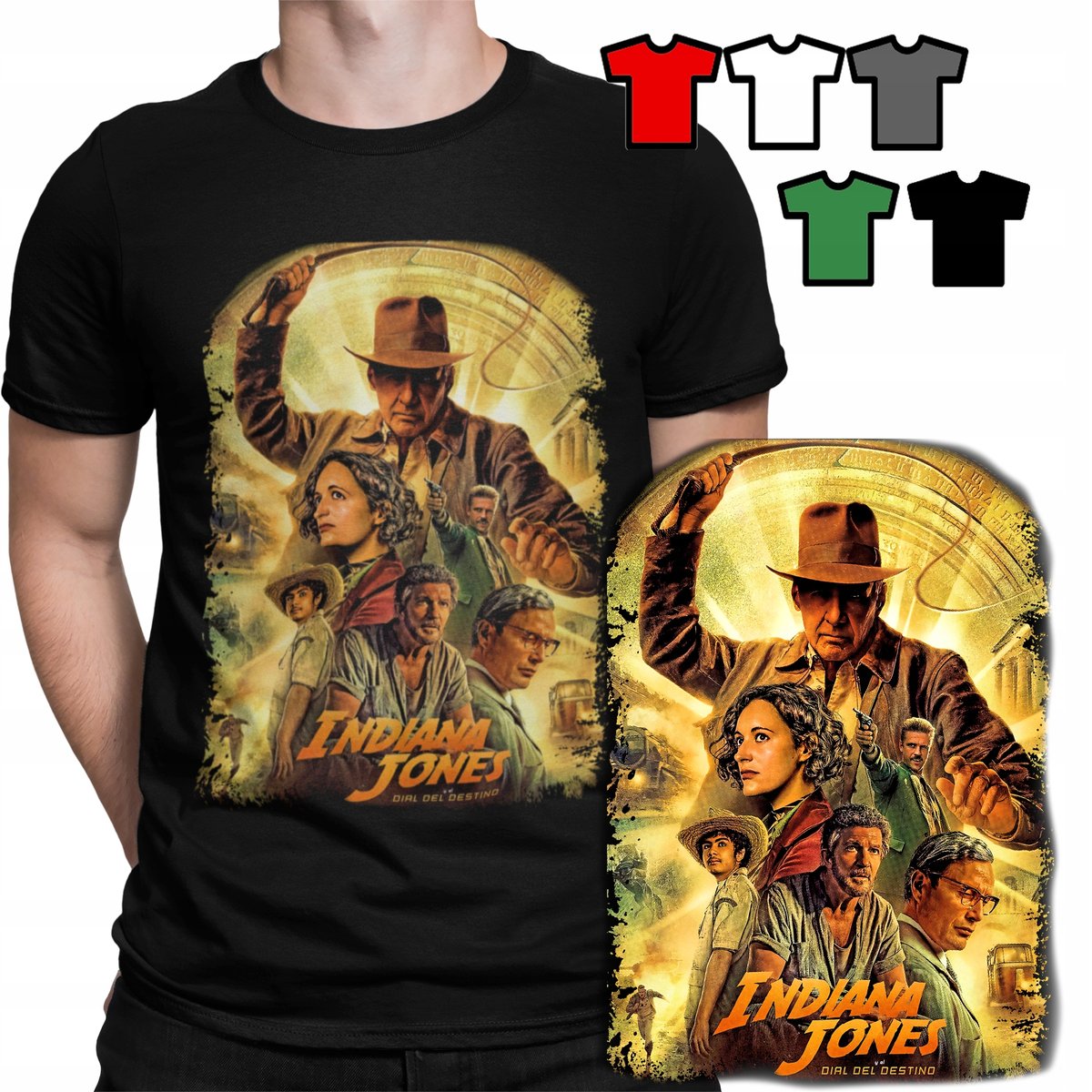 KOSZULKA T-SHIRT MĘSKI WZORY DO WYBORU - INDIANA JONES FILMY - S