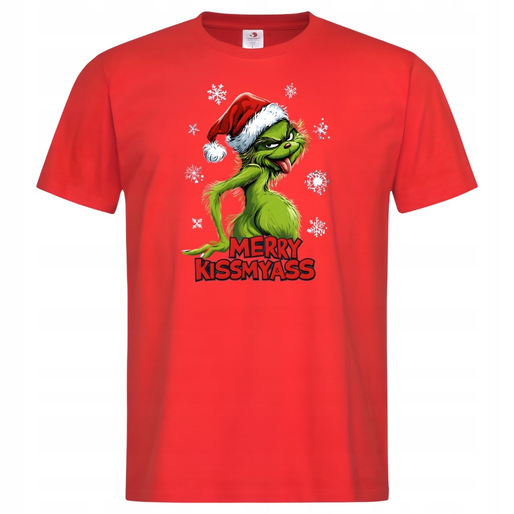Koszulka męska Świąteczna śmieszna prezent na Święta Grinch MERRY KISSMYASS