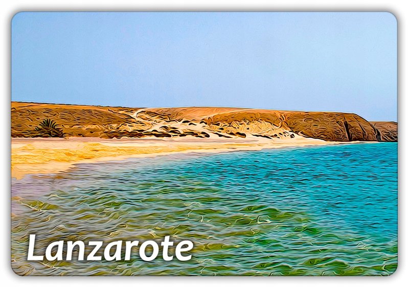 LANZAROTE - Plaża - Wyspa Kanaryjska - Hiszpania - Magnes na lodówkę