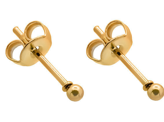 Delikatne kolczyki kuleczki 2 mm z pozłacanej stali szlachetnej