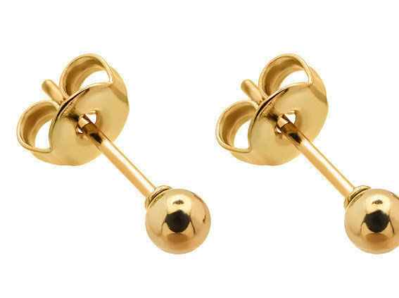 Delikatne kolczyki kuleczki 3 mm z pozłacanej stali szlachetnej