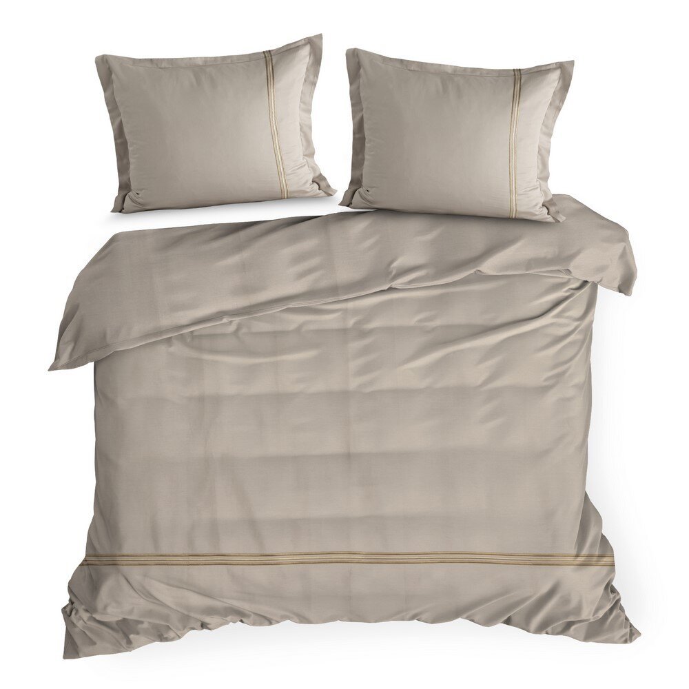 Komplet pościeli 160X200 cm beżowa 100% bawełna z satyną