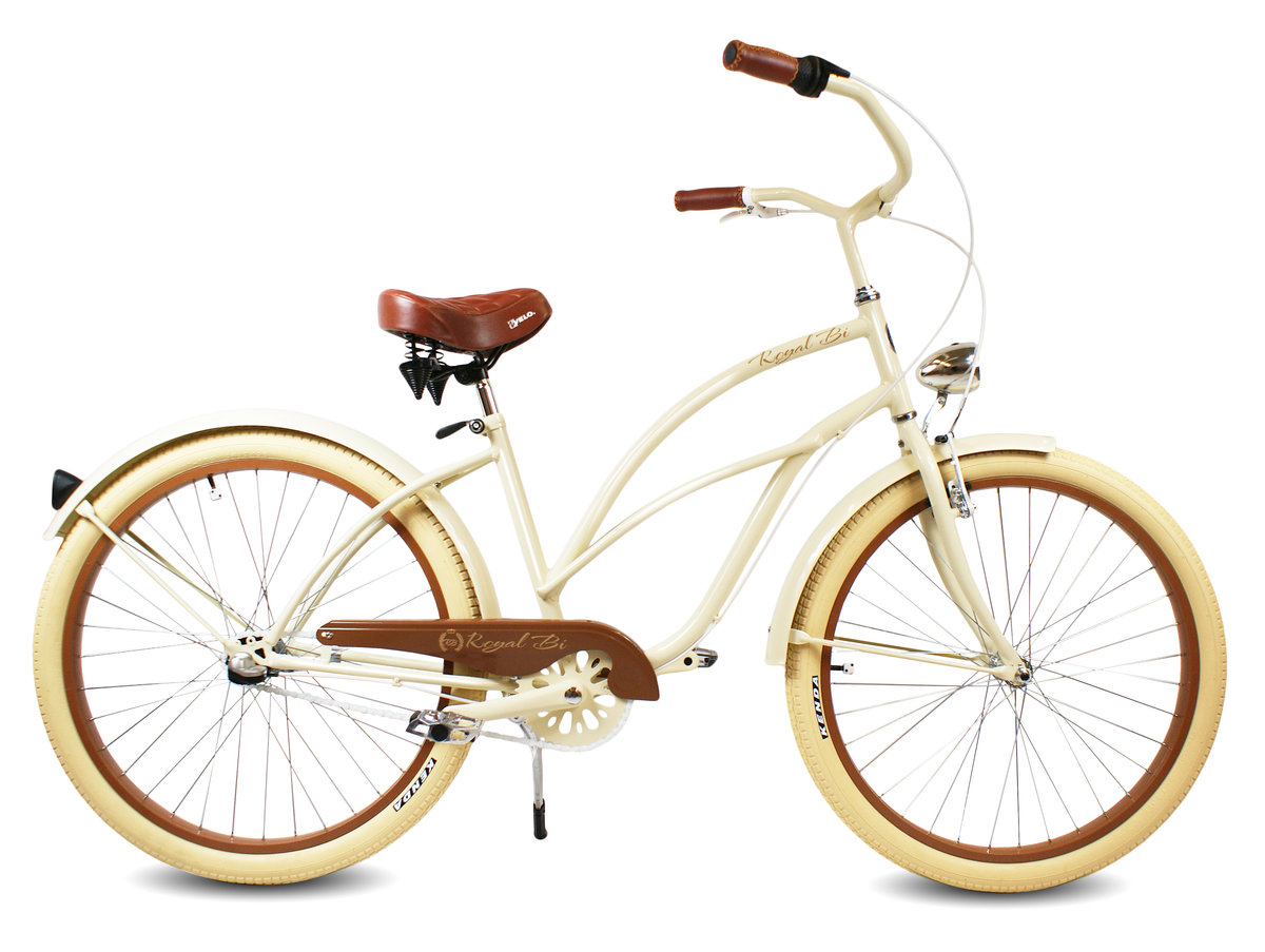 Rower miejski damski Cruiser 28 SAHARA kremowy brązowy