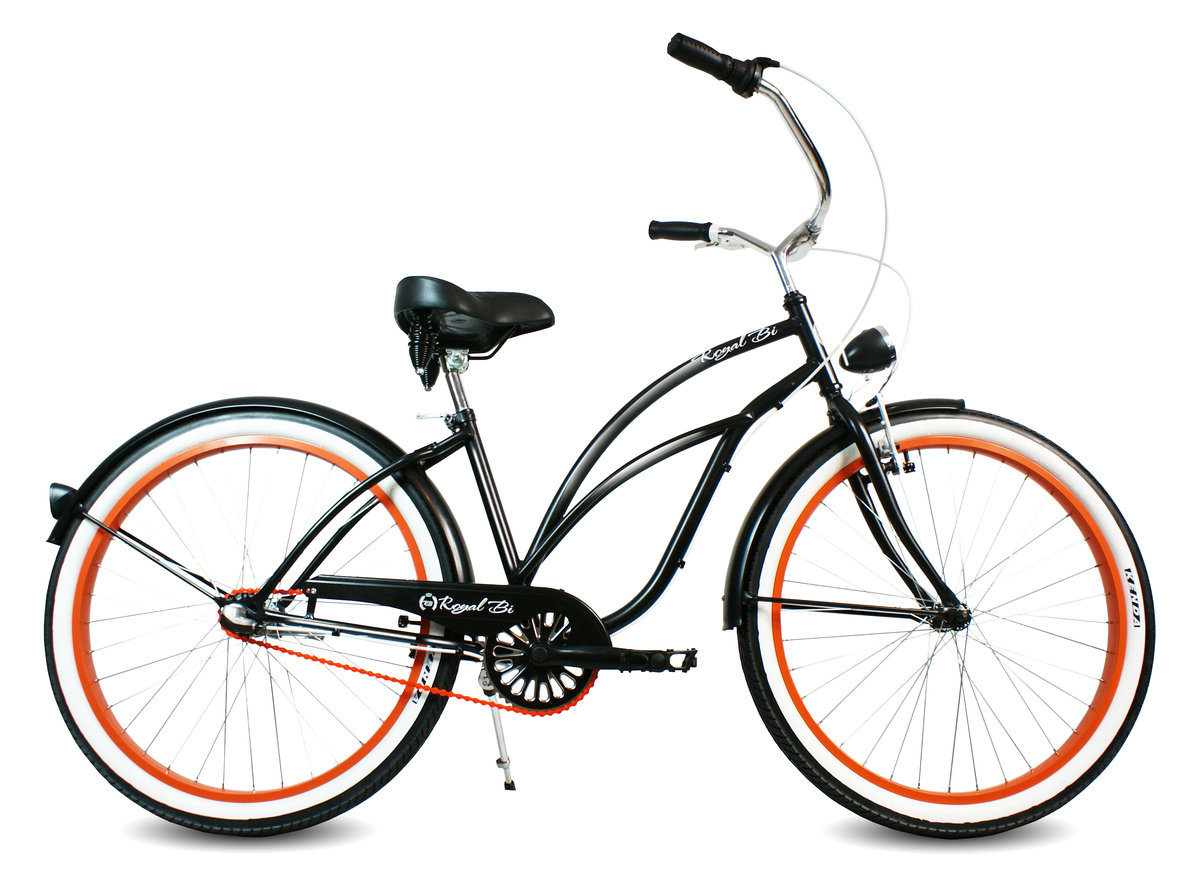 Rower miejski damski Cruiser 28 PUMPKIN SPICE czarny mat pomarańczowy