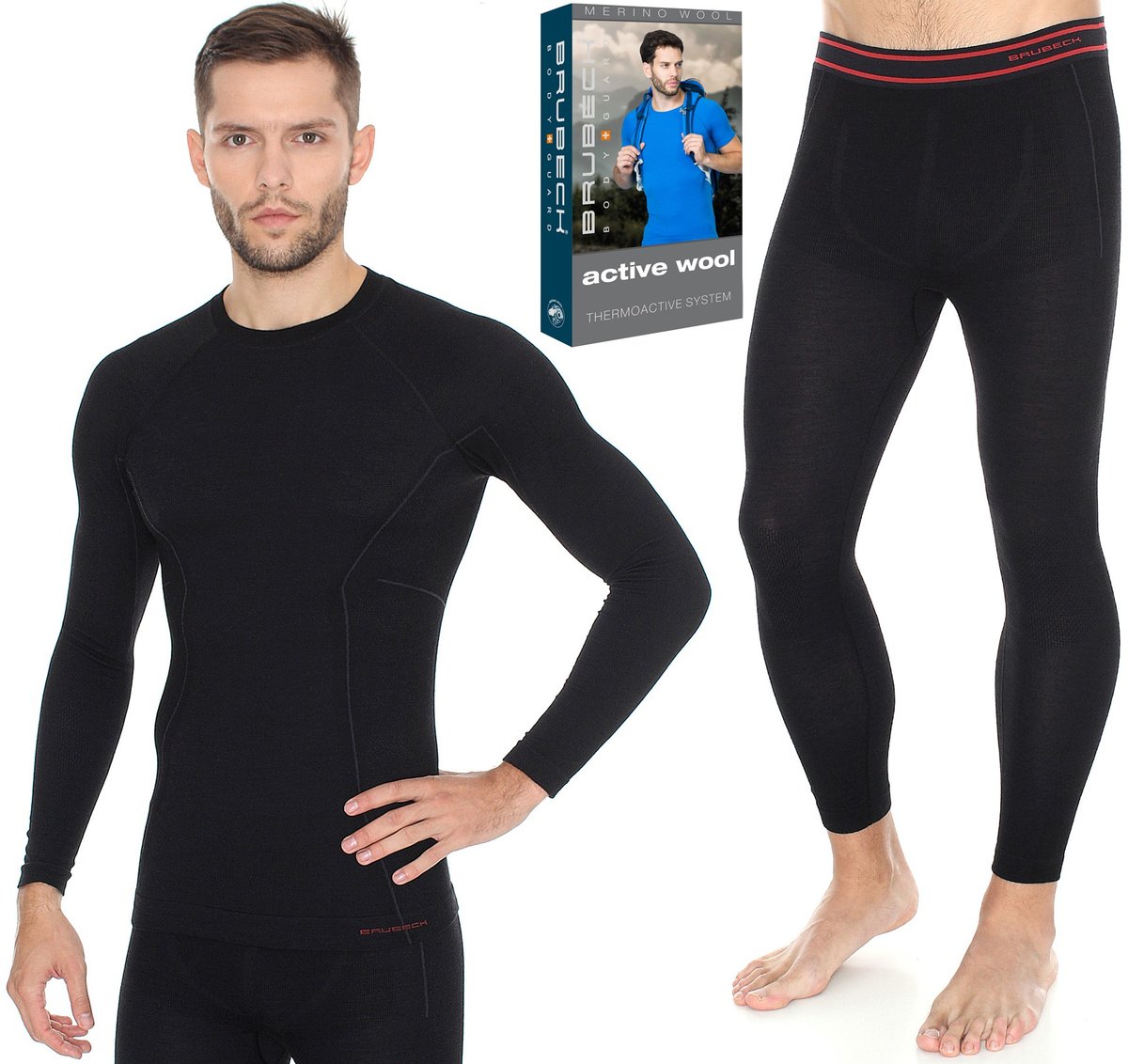 BIELIZNA TERMOAKTYWNA Z MERINO WOOL Komplet BRUBECK WEŁNIANY ACTIVE WOOL L