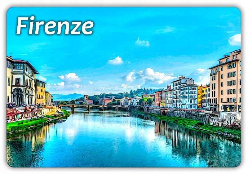 FLORENCJA - Rzeka Arno - Widok - Mosty Florencji - Magnes na lodówkę