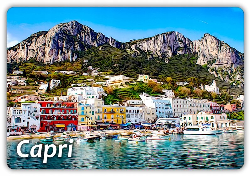 CAPRI - Miasto - Włoska wyspa - Morze - Włochy - Magnes na lodówkę