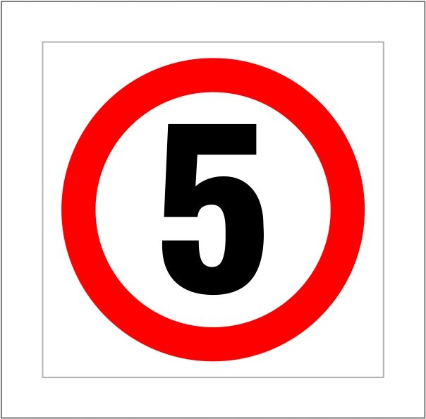 Znak drogowy OGRANICZENIE PRĘDKOŚCI DO 5 km/h, grube PCV3, format 50x50cm