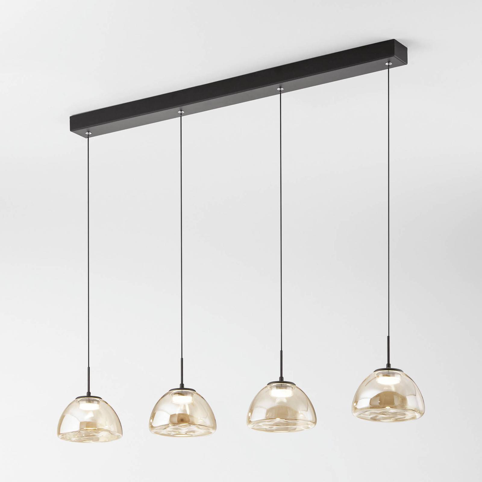 Fabas Luce Lampa wisząca Lucille LED, 4-punktowa, kolor koniakowy, CCT