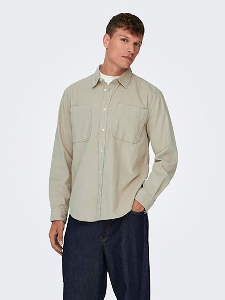 ONLY & SONS Koszula - Regular fit - w kolorze beżowym