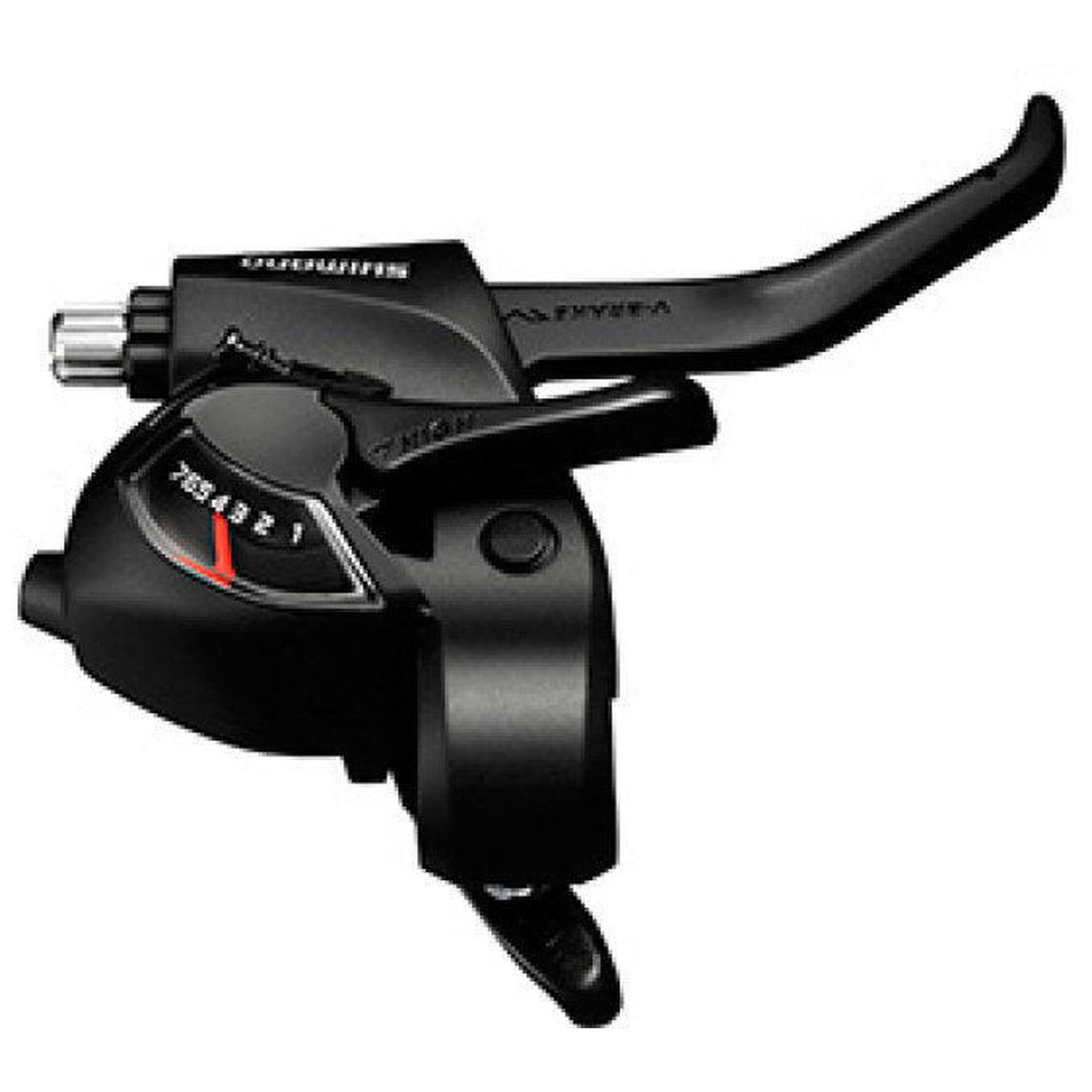Shimano dźwignia przerzutek/hamulców ST-EF 41 Mod.15 SB-zapakowane, EZ Fire Plus, do hamulców typu V i mechanicznymi hamulce tarczowe z optycznym wskazaniem biegu, 2 ochraniacz na palce, czarny, 7-kro ESTEF41 (ESTEF41R7AL)