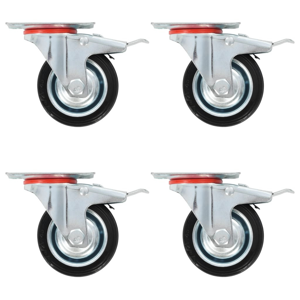 Kółka skrętne z podwójnymi hamulcami, 4 szt., 75 mm