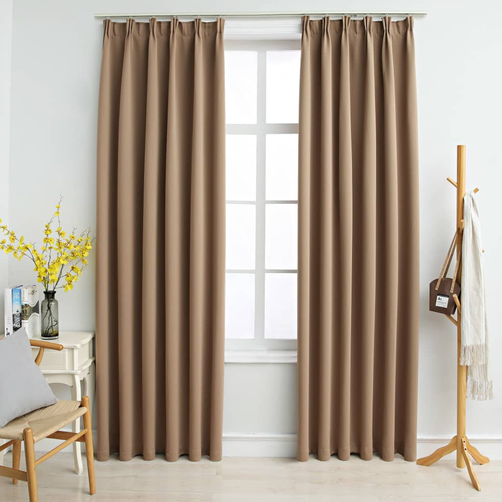 Zasłony zaciemniające z haczykami, 2 szt., taupe, 140x175 cm