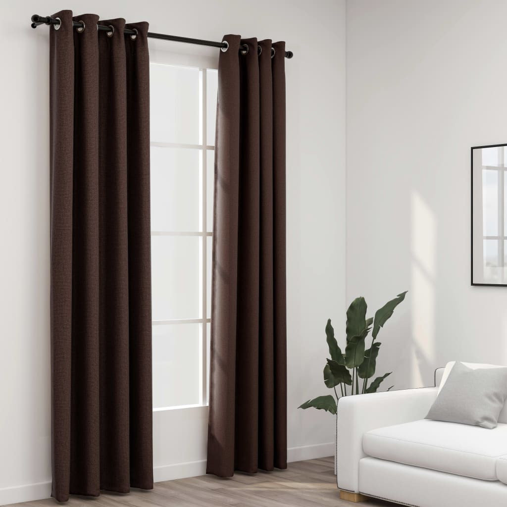Zasłony stylizowane na lniane, 2 szt., taupe, 140x225 cm
