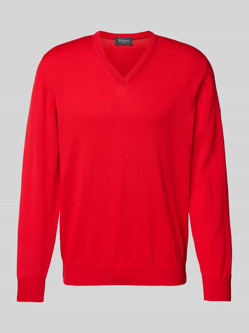 Sweter z dzianiny z dekoltem w serek