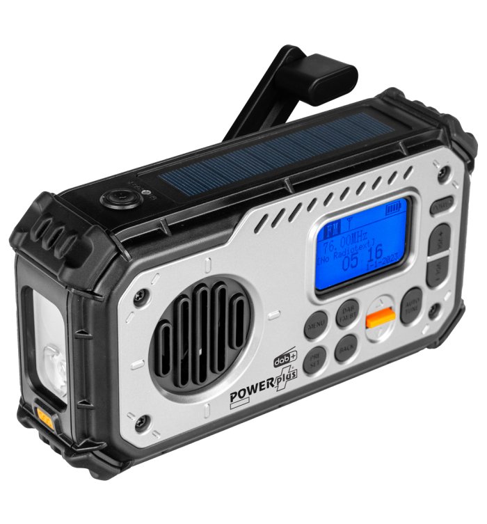 POWERplus Bison Solarne radio DAB+/FM + głośnik + powerbank + latarka + zegar + alarm