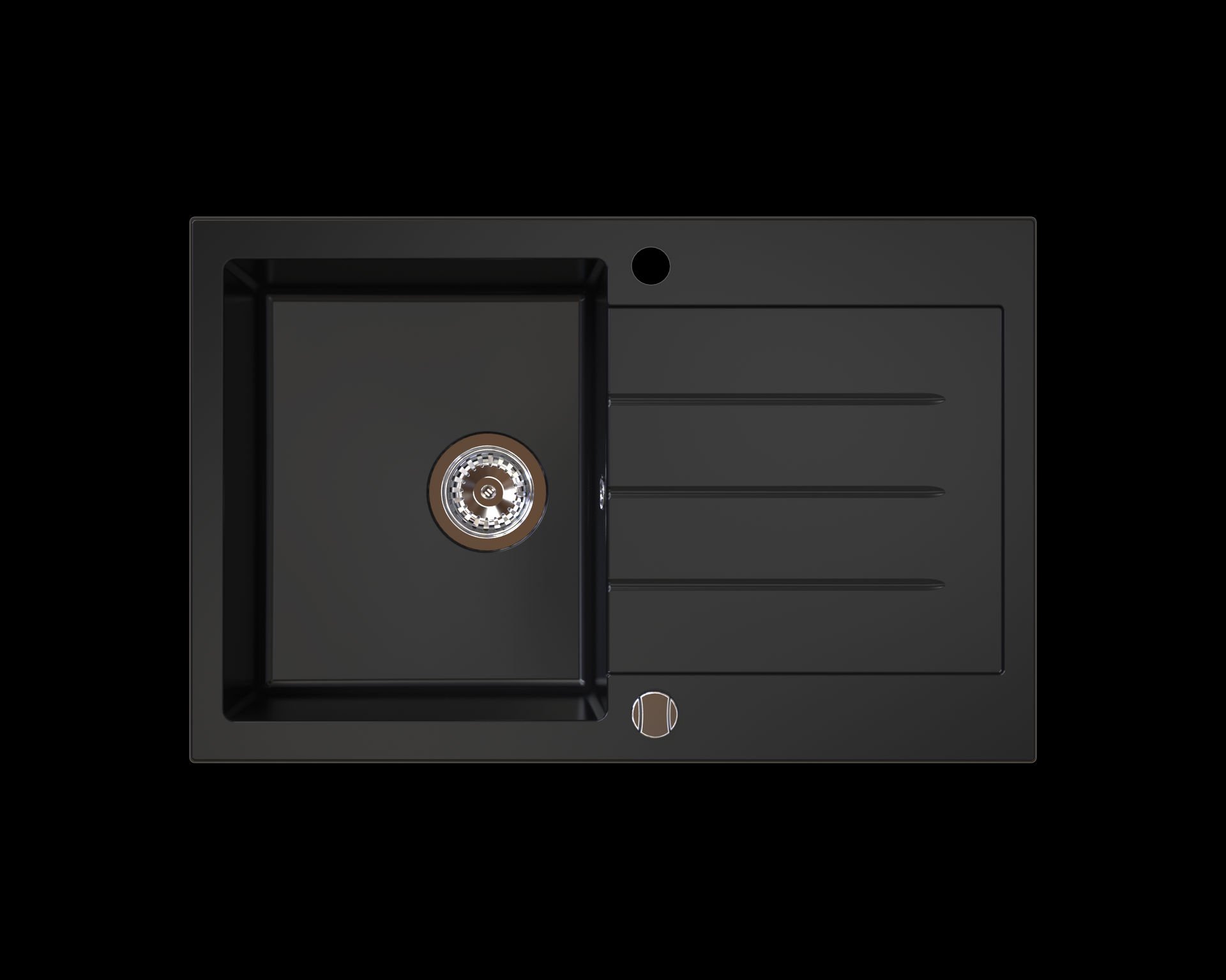 Zlewozmywak Granitowy Arbari 1 Komora Z Ociekaczem 77X49 Cm Czarny Metalik