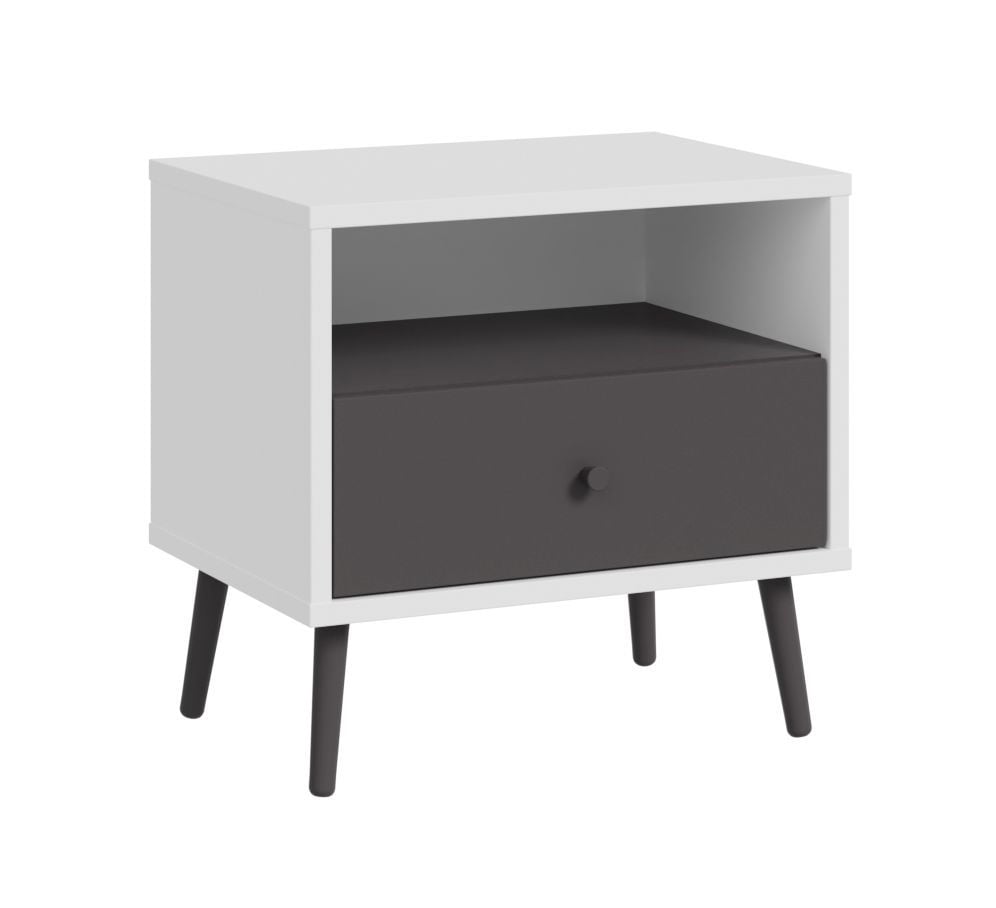 Szafka Nocna EasyKlix Harllson Hltk111Ec-M806 Biały / Uni Wolfram Szary