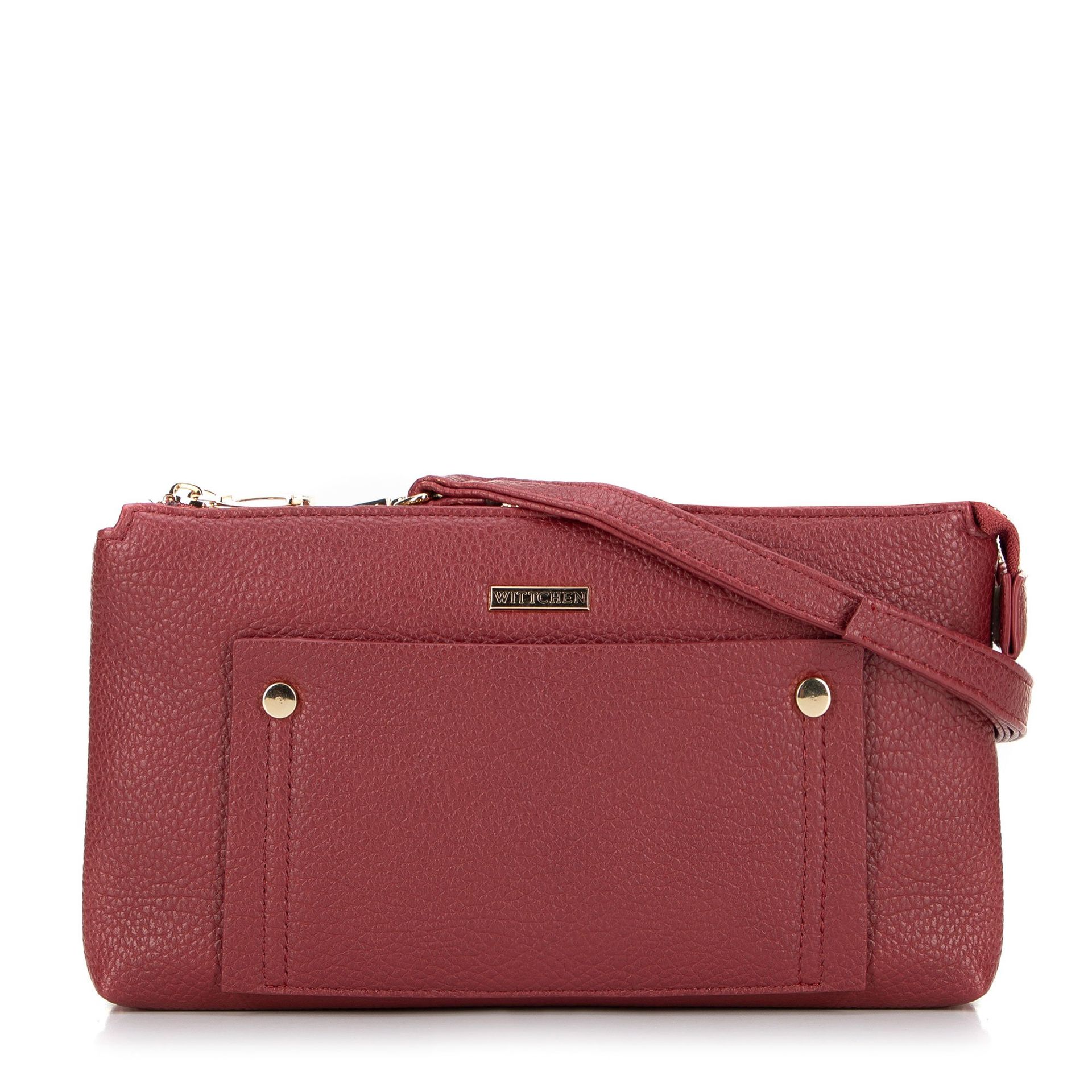 Damska crossbody dwukomorowa z kieszonką czerwona
