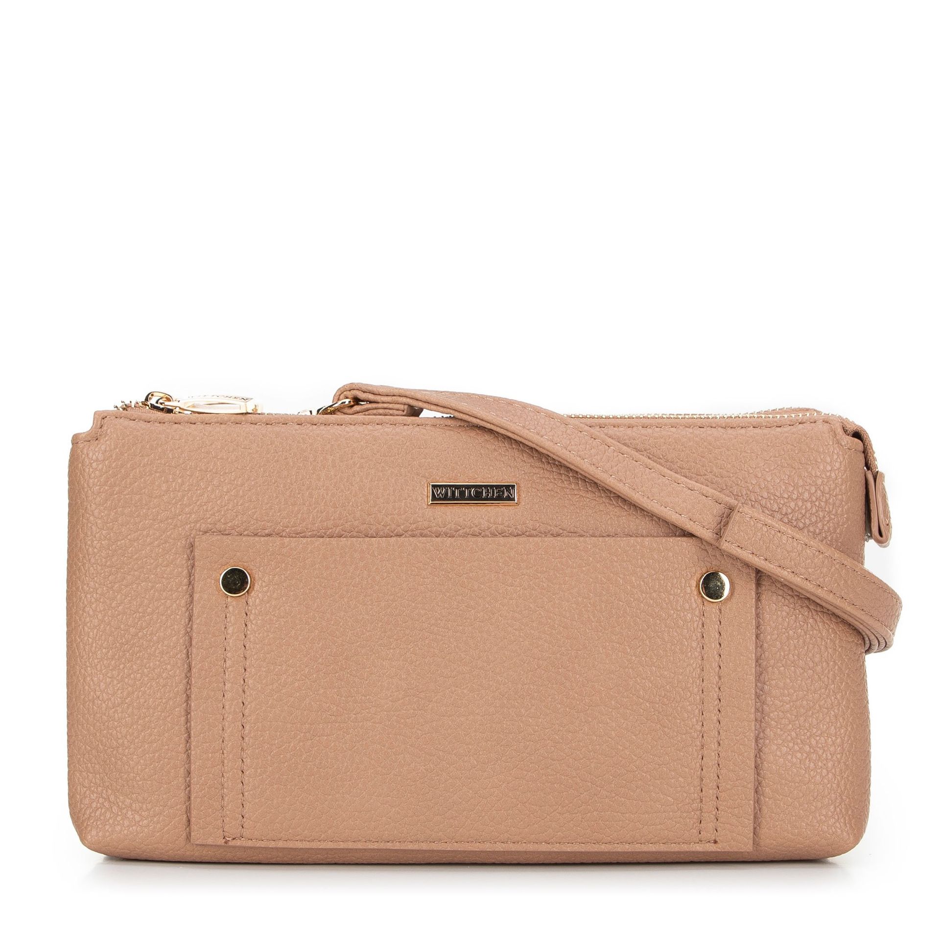 Damska crossbody dwukomorowa z kieszonką beżowa
