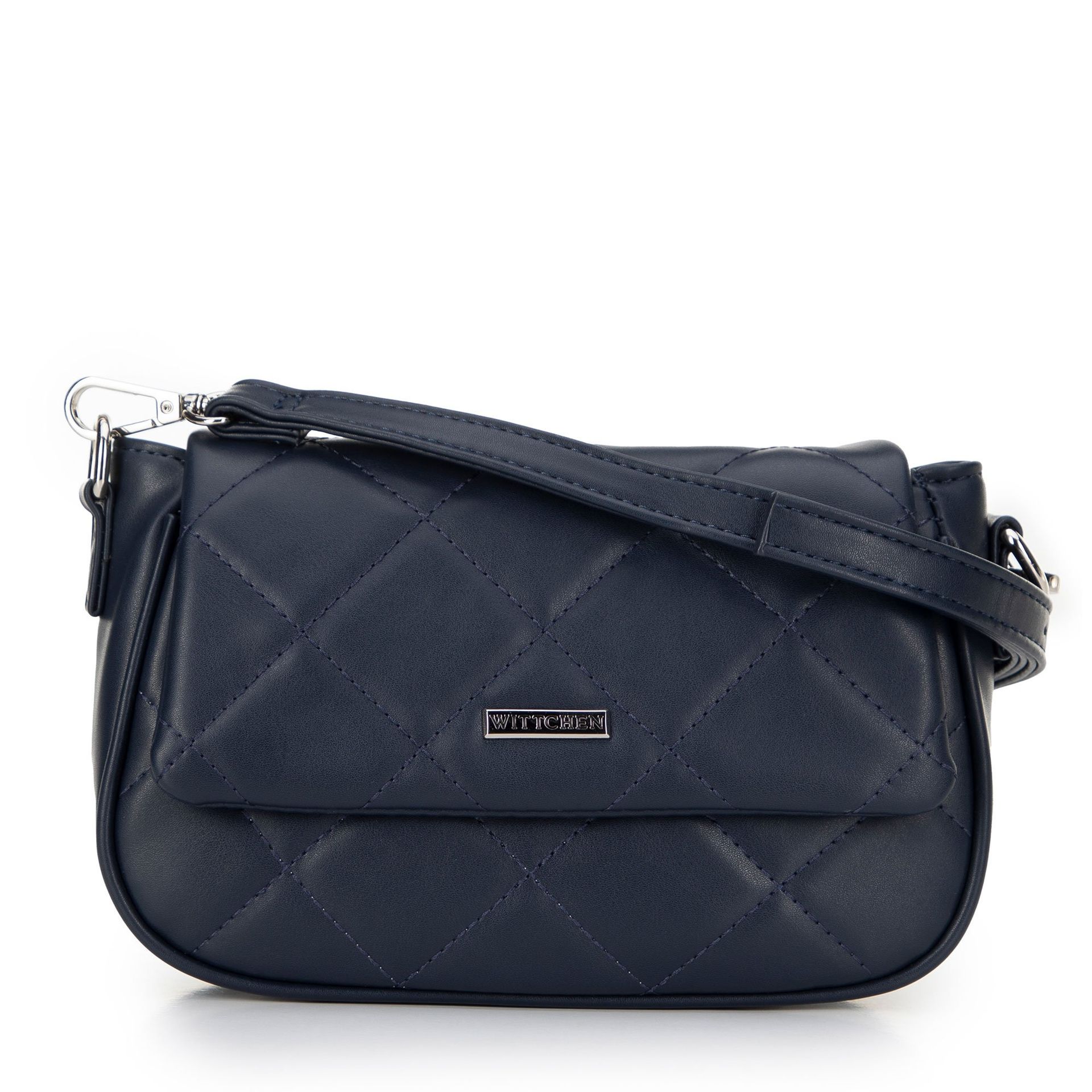 Damska crossbody z ekoskóry w przeszycia granatowa