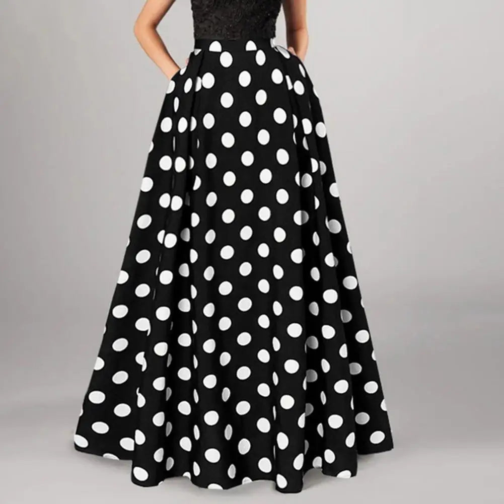 Spódnica maxi w grochy - Czarny