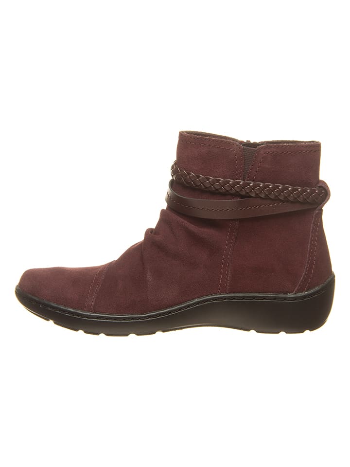 Clarks Skórzane botki w kolorze bordowym