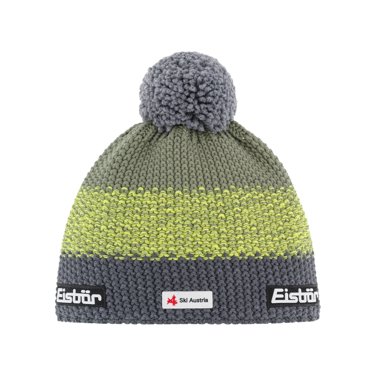 Czapka zimowa z wełną merino Eisbar Star Pompon MU SKA anthracite/yellow/green - ONE SIZE