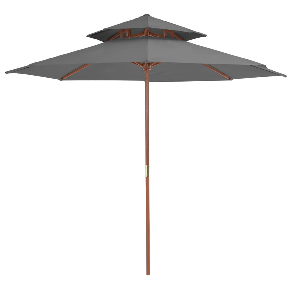 Parasol ogrodowy z podwójnym daszkiem, 270 cm, antracytowy