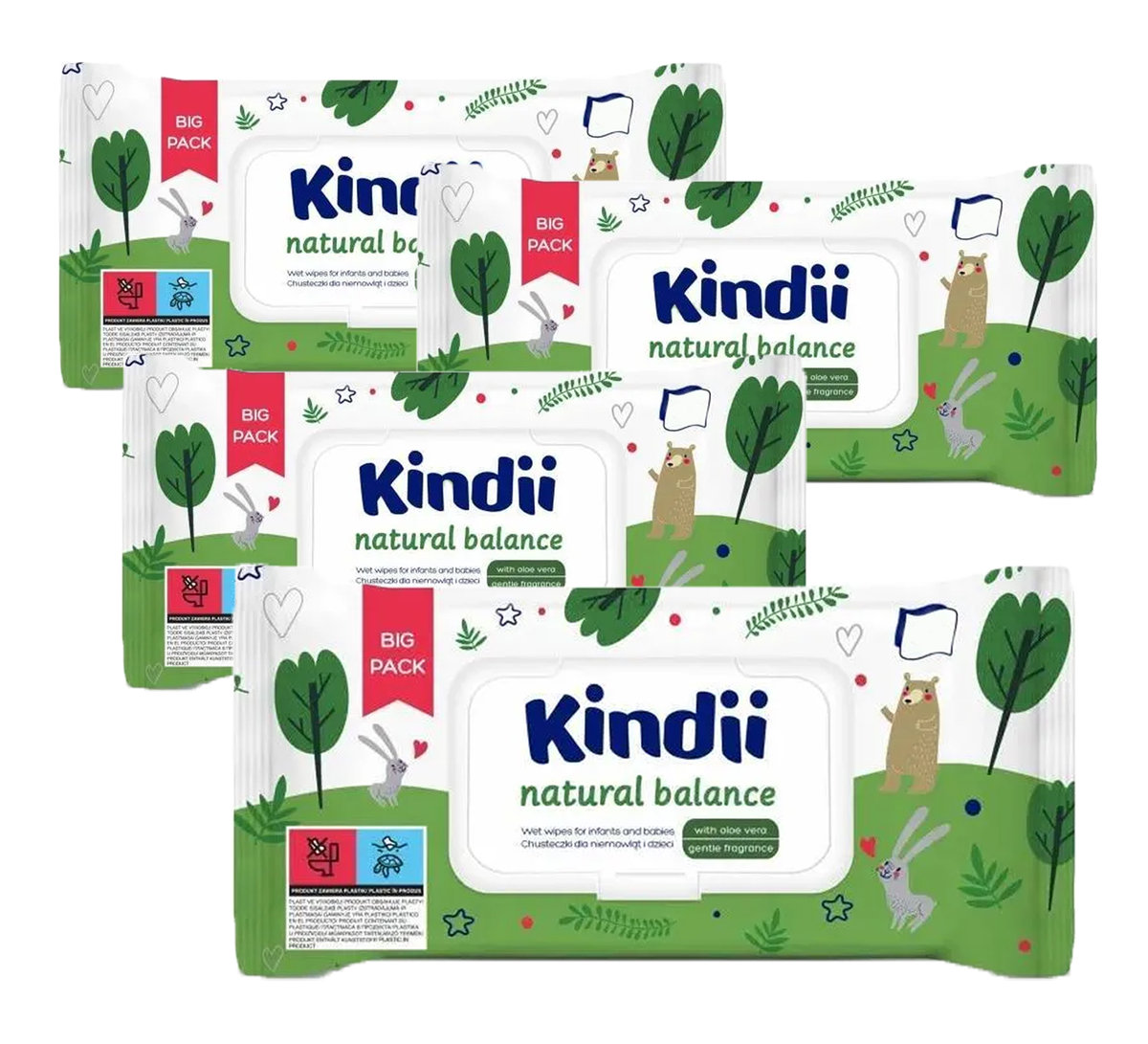 Chusteczki dla niemowląt i dzieci Kindii Natural Balance 4 PACK