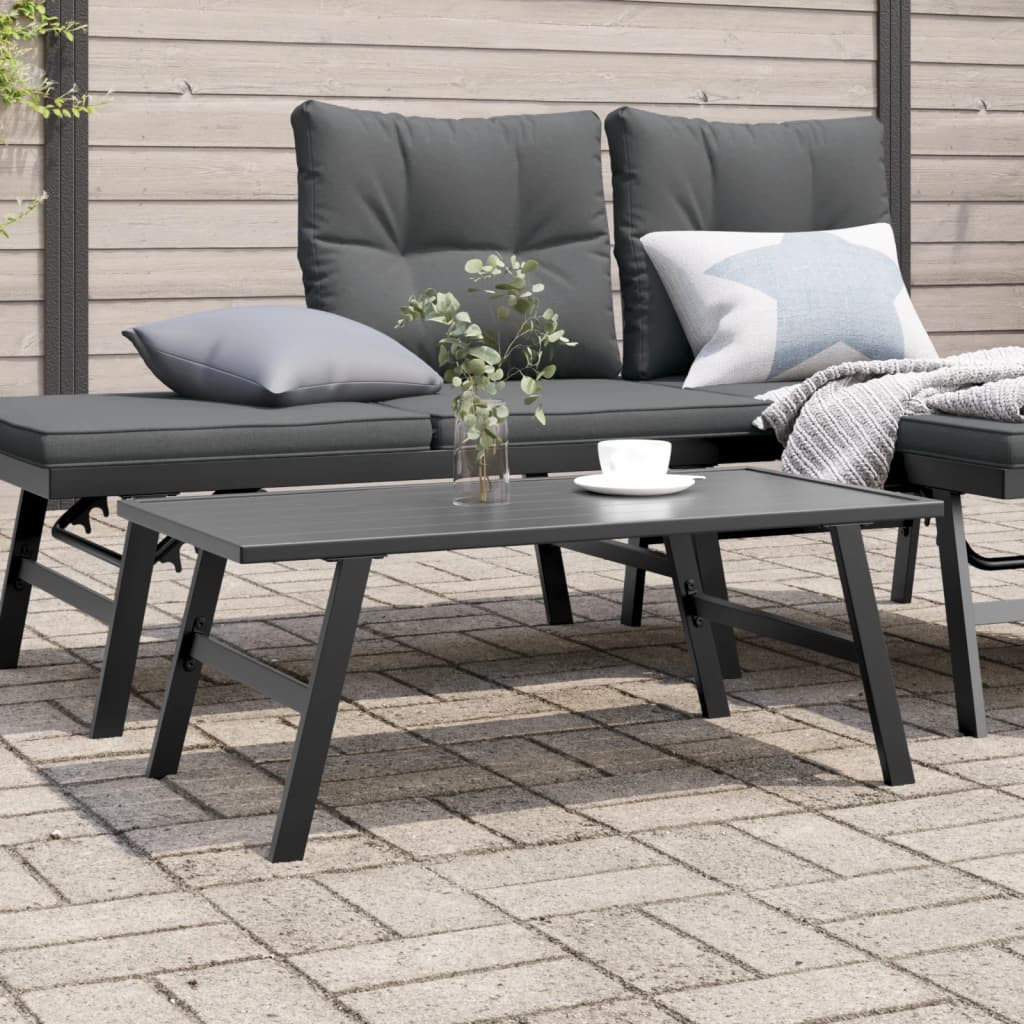 Stolik kawowy do ogrodu, czarny, 90x45x35 cm, malowana stal
